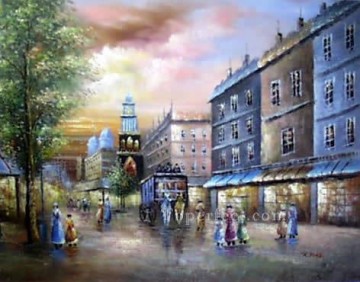 Commercial Street Scenery Painting - sy021hc street scene cheap